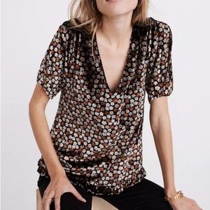 Madewell Velvet Tulip Floral Ruffle Blouse